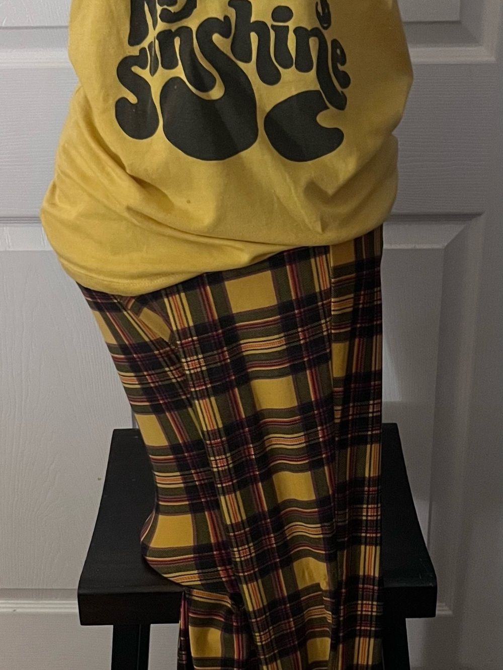 Yellow Plaid Leggings - Women's Stylish Fall Skirt